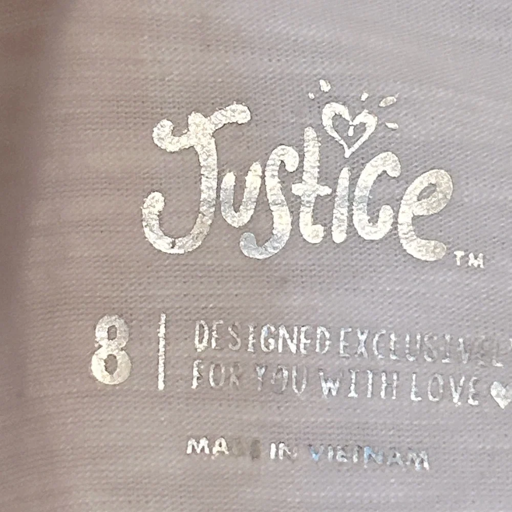 Justice V-Neck Sequins Sporty T-Shirt 8 Red Gray Casual Summer
